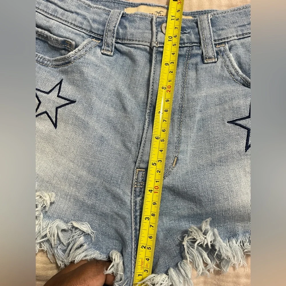Hollister Womens Shorts Size 0 Blue High Rise Vintage Short Stars Cut Offs Denim